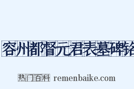 容州都督元君表墓碑铭是什么意思的图片